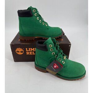 Timberland Juniors 6-Inch Premium Waterproof Boots Green Size 9 Suede